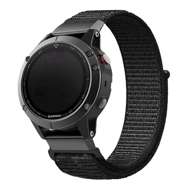 22mm Garmin Fenix 5 nylon tarrakiinnitteinen kellonauha - Musta Black