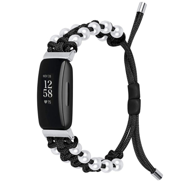Fitbit Inspire 2 nylon adorned bead style watch strap - Black Svart