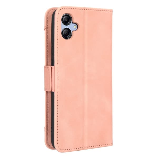 Stilfuldt Læder Etui med Pung til Samsung Galaxy A04e - Lyserød Pink