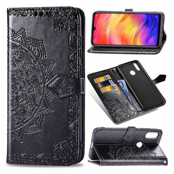 Mandala Xiaomi Redmi Note 7 / Note 7 Pro / Note 7S Flip kotelot - Musta Black