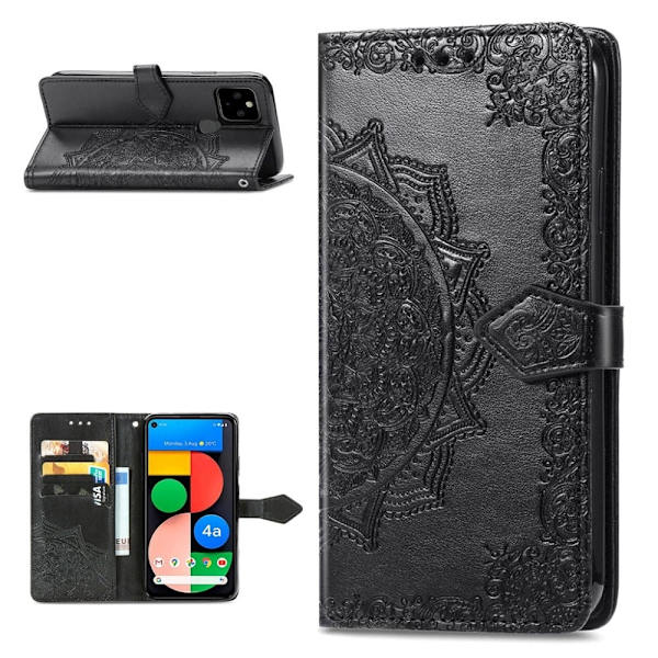 Mandala Google Pixel 5a Flip Etui - Sort Black