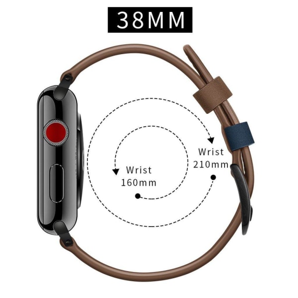 Apple Watch Series 5 40mm stitches ægte læder Urrem - Brun Brown
