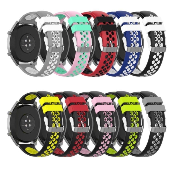 22mm Universal dual color silicone watch band - Black / Pink Black