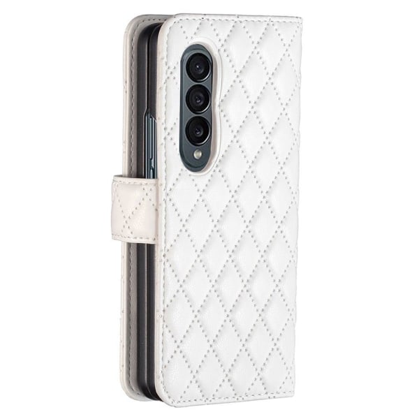 Rhombus Mønster Matte Flip Case til Samsung Galaxy Z Fold4 - Hvi White