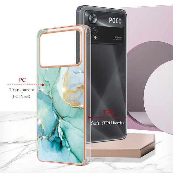 Marmormotiv Xiaomi Poco X4 Pro 5G skal - Grön Marmor Grön