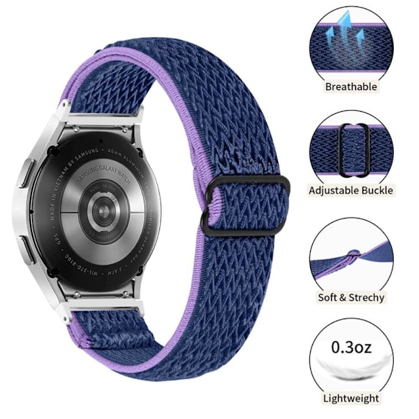 Samsung Galaxy Watch 5 / 5 Pro / 4 nylon urrem - Lilla Blå Blue