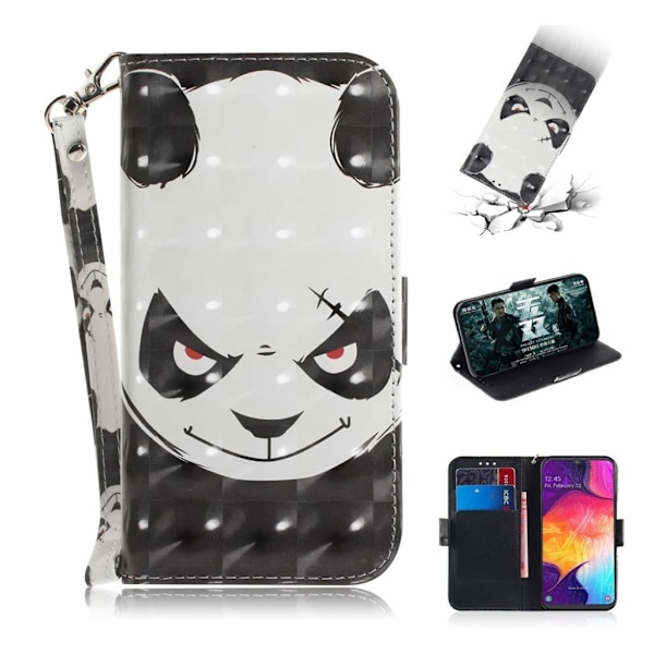 Samsung Galaxy A50 kuviollinen  nahkainen suojakotelo - Panda kuviollinen Multicolor