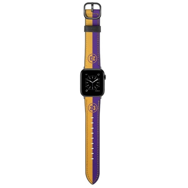 Apple Watch 42mm - 44mm dual color leather watch strap - #23 Yellow / Purple multifärg