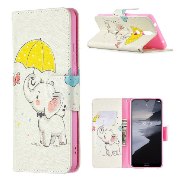 wonderland Nokia 2.4 flip etui - elefant White