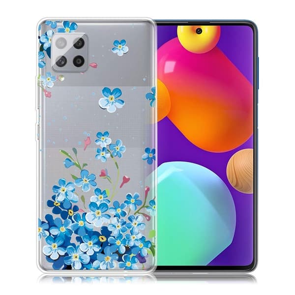 Deco Samsung Galaxy M62 / F62 Etui - Blå Blomster Blue