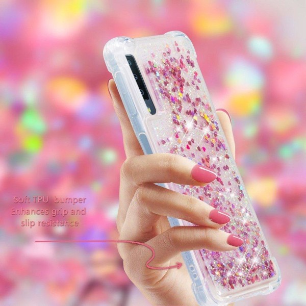 Samsung Galaxy A7 (2018) glitter pulver stødsikkert etui - Rødguld Pink