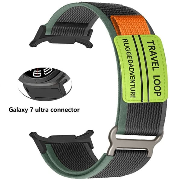 Samsung Galaxy Watch Ultra 47mm Urrem Justerbar Loop Fastener Nylonrem - Grøn + Sort Green