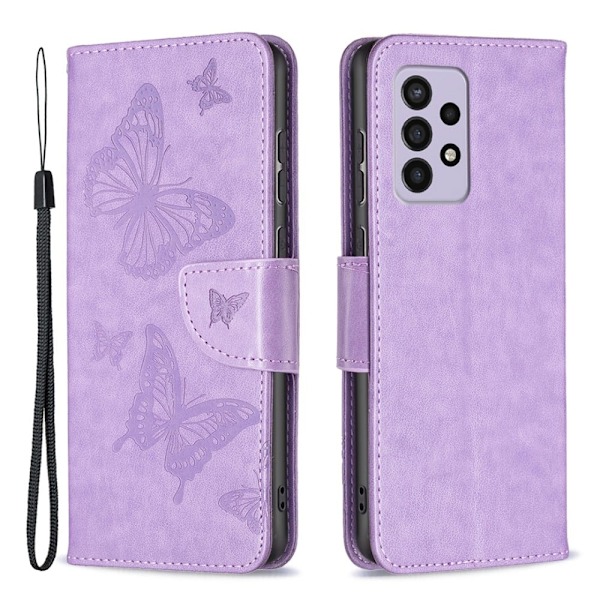 Butterfly läder Samsung Galaxy A33 5G fodral - Lila Lila