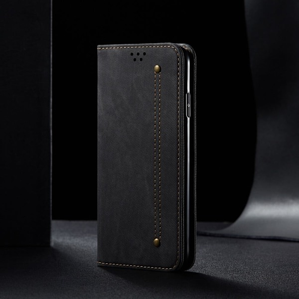 Jeans Motorola Moto G30 Flip Etui - Sort Black