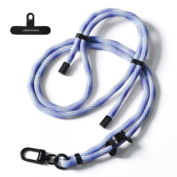 160 cm axelrem för telefon med patch - Tråd / Vit Blå Blå