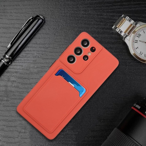 Samsung Galaxy S21 Ultra 5G skal med korthållare - Orange Orange