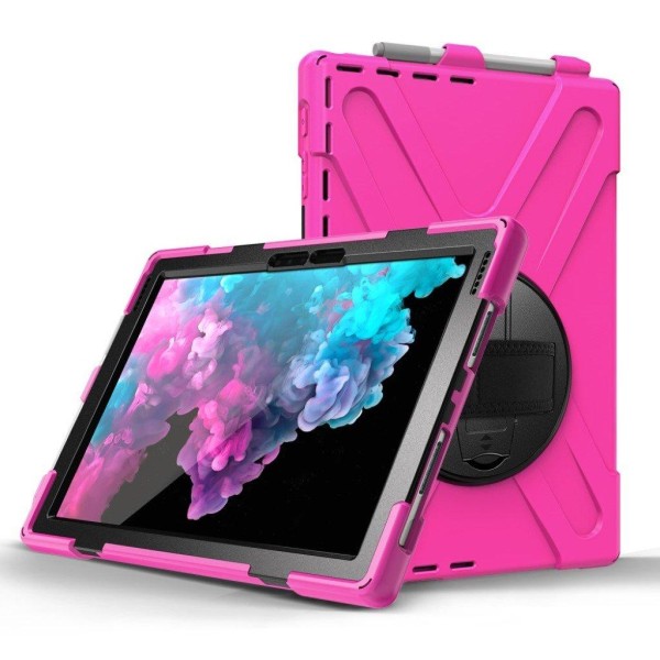 Microsoft Surface Pro 6 X-Shape kombo suojakotelo - Rose Pink