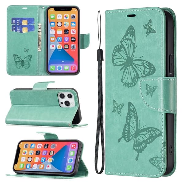 Butterfly Samsung Galaxy A35 skinnveske - Grønn Green