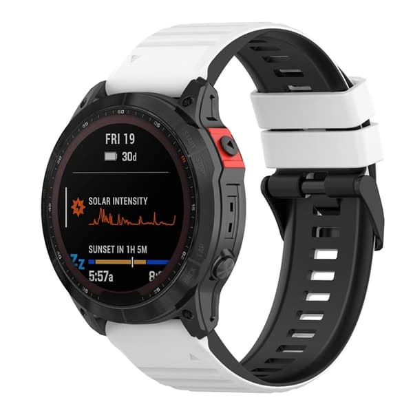 Garmin Fenix 7 tofarget klokkerem i silikon - Hvit / Svart Multicolor
