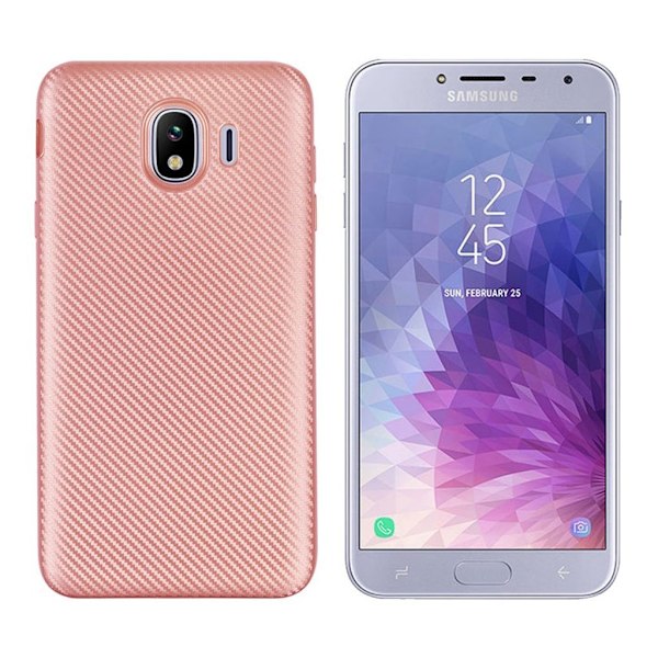 Samsung Galaxy J4 (2018) skal med kolfiber textur - Roséguld Rosa