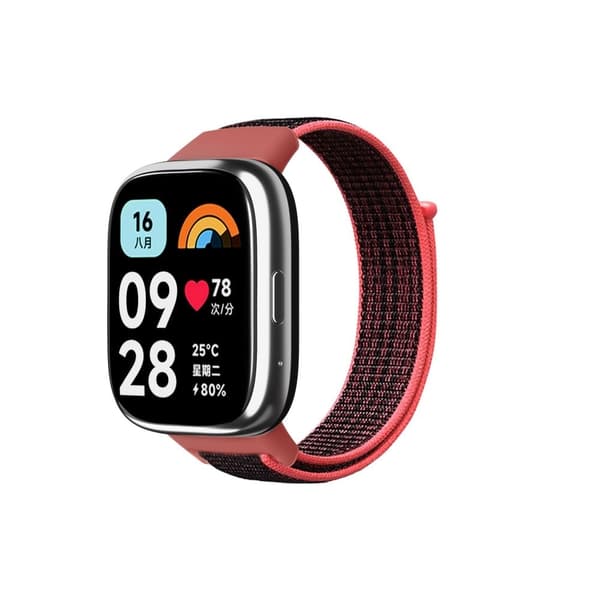 Xiaomi Redmi Watch 3 Lite / Watch 3 Active Nylon Watch Strap Loop Fastener Replacement Band - Rød + Sort Red