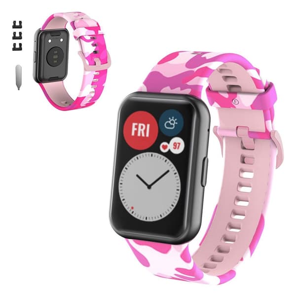 Huawei Watch Fit patterned silicone watch band - Pink / Camouflage Rosa