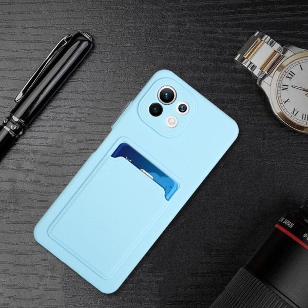 Cover med Kortholder til Xiaomi 11 Lite 5g Ne / Mi 11 Lite 5g / 11 Lite - Himmelblå Blue