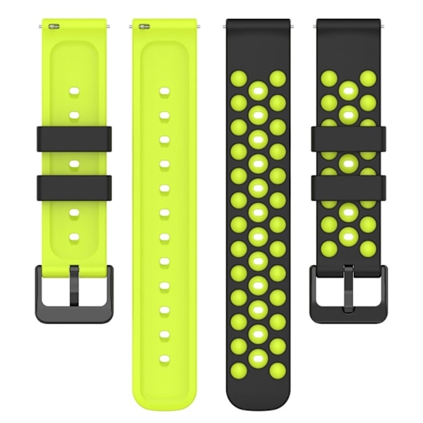 20mm kaksivärinen silikonikellohihna Garmin-kelloon - Musta Lime Green