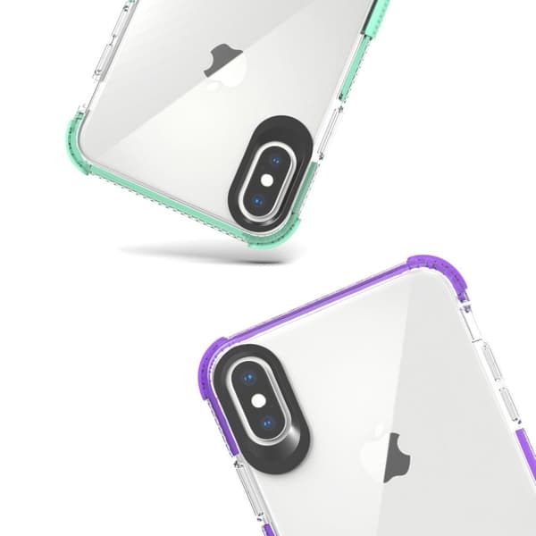 iPhone Xs Max soft case i kontrastfarve - Cyan Green