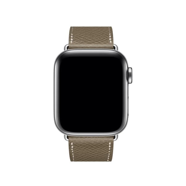 Apple Watch Series 5 44mm kryds tekstur ægte læder Urrem - Grå Silver grey