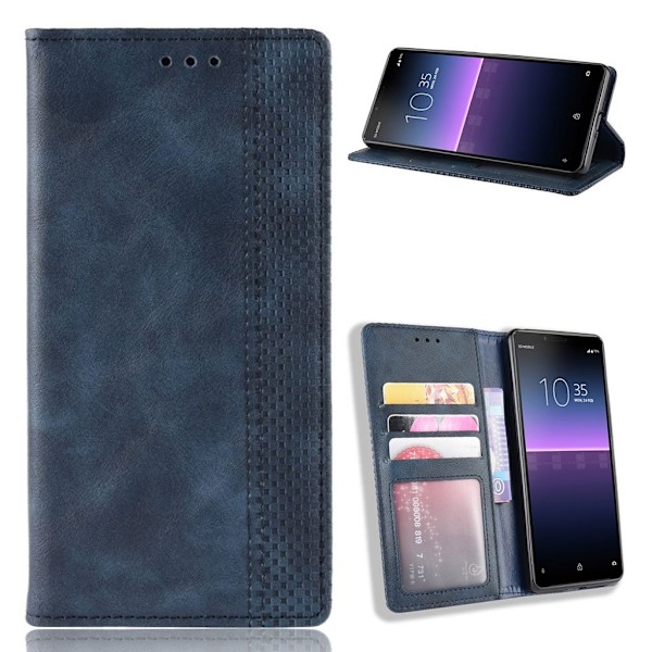 Bofink Vintage läder Sony Xperia 10 II fodral - Blå Blå