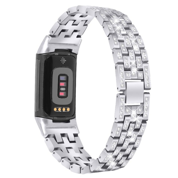 Fitbit Charge 5 klockarmband med glänsande strassstenar - Silver Silvergrå