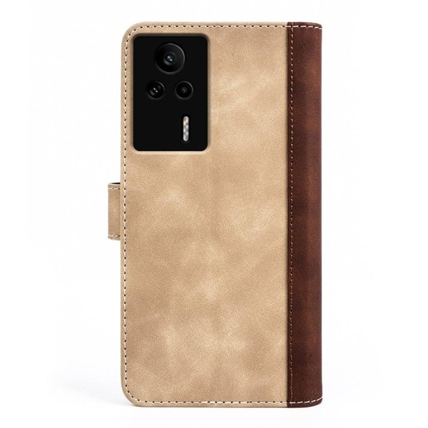 Tvåfärgat Xiaomi Redmi K60E fodral i läder - Gul Gul
