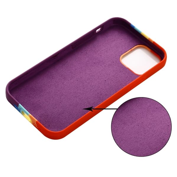 iPhone 15 Pro regnbågsfärgat silikonskydd - Röd Röd