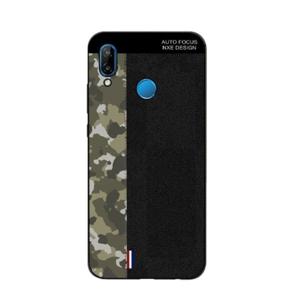 NXE Huawei P20 Lite camouflage Mønster splicing TPU etui - Militærgrøn Camouflage / Sort Green