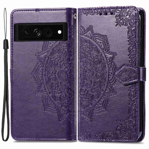 Mandala läder Google Pixel 7 fodral - Lila Lila