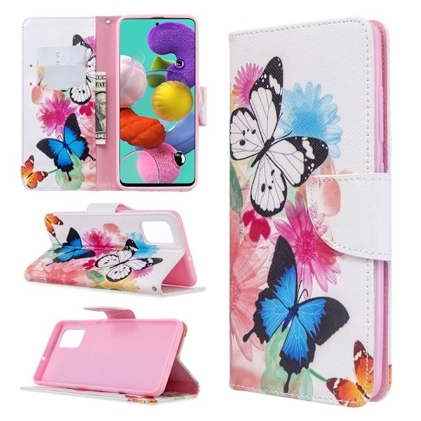 Wonderland Samsung Galaxy A51 flip kuoret - Eloisat Perhoset Multicolor