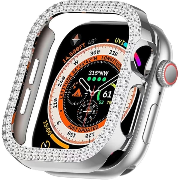 Apple Watch Series 10 42mm Bump Resistant Case Hollow Design Rhinestone Decor Watch Frame Deksel - Silver Silver grey