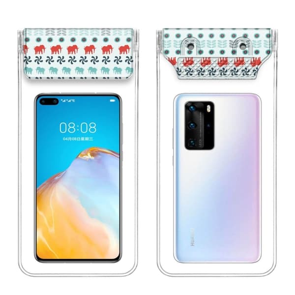 Universal vanntett telefonveske i tre lag med snor - Heldig Elefant Multicolor