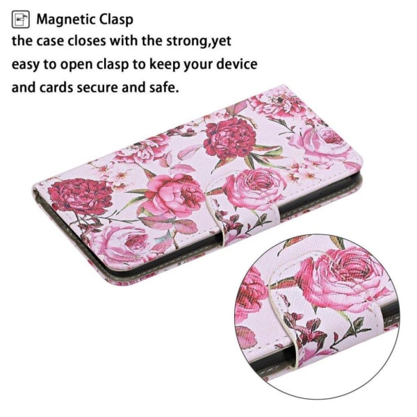 Mønstertryk Stativ Læder Mobiltelefon Cover iPhone 12 Pro Max 6, Pink