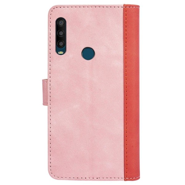 To Farvet Læder Flip Etui til Alcatel 1se (2020) - Lyserød Pink