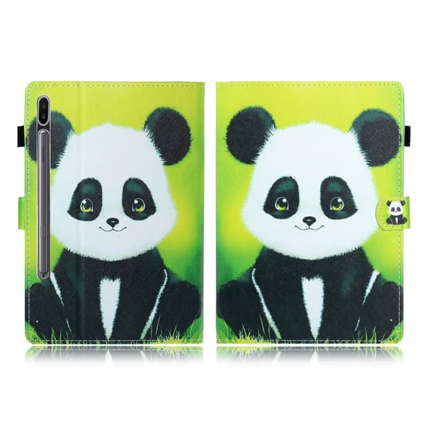 Samsung Galaxy Tab S7 tryckning läder flip fodral - Panda Transparent