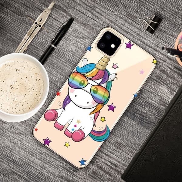 Deco iPhone 11 deksel - Enhjørning med briller Multicolor