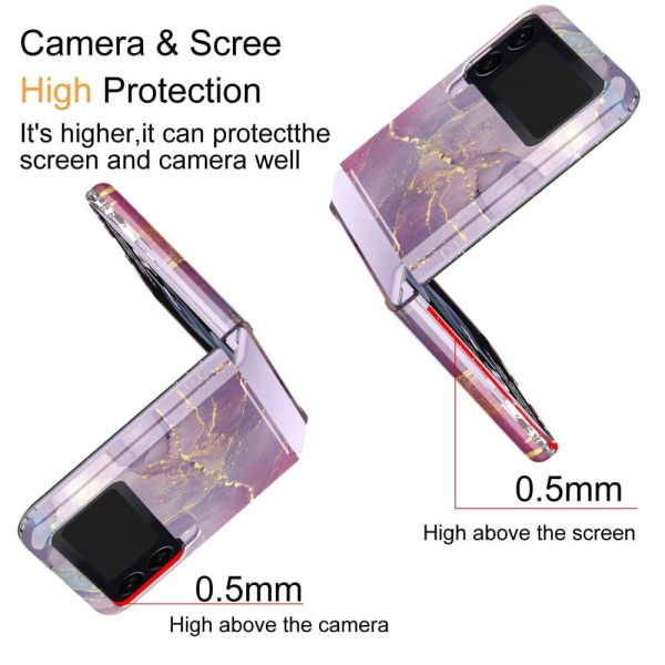 Marble Samsung Galaxy Z Flip3 5G Etui - Lyserød og Gul Marmor Pink