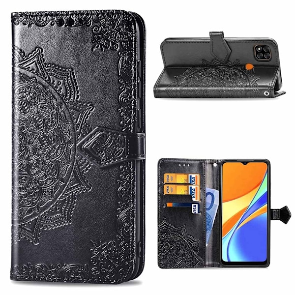 Mandala Xiaomi Redmi 9C Flip Etui - Sort Black