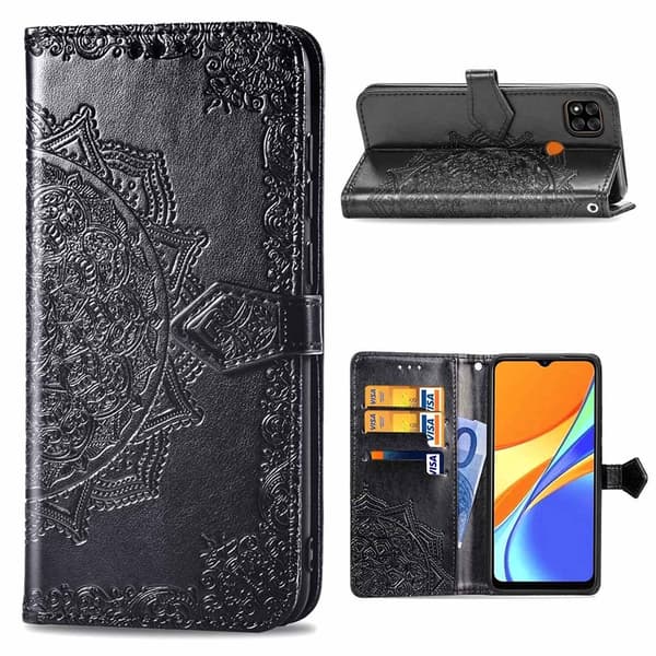 Mandala Xiaomi Redmi 9C Läppäkotelo - Musta Black