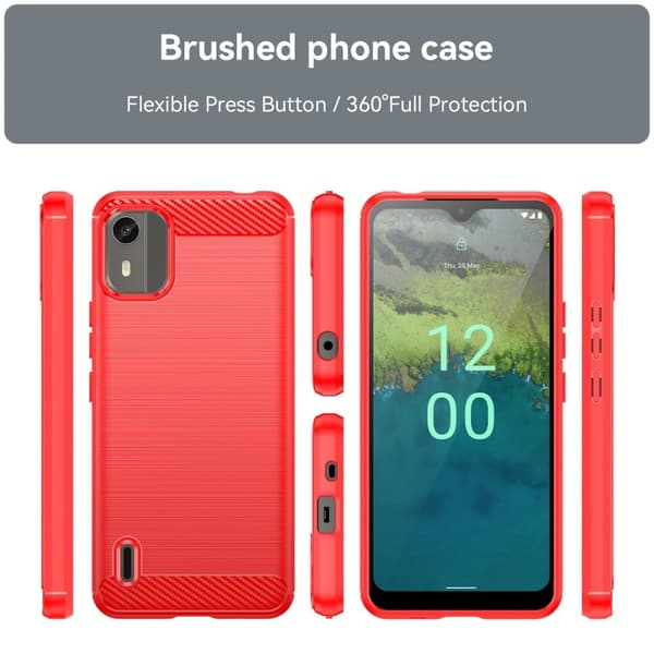 Carbon Flex Nokia C12 Pro / Nokia C12 Plus cover - Rød Red
