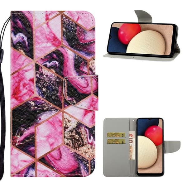 Wonderland Samsung Galaxy A02s Flip etui - Marbling Pink