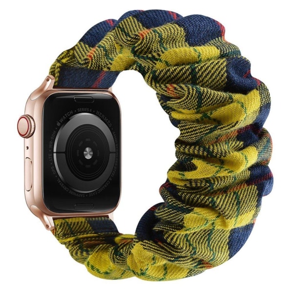 Apple Watch 40mm elastisk hårbåndsurrem - Gul / Sort Krydstæppe / Størrelse: L Yellow