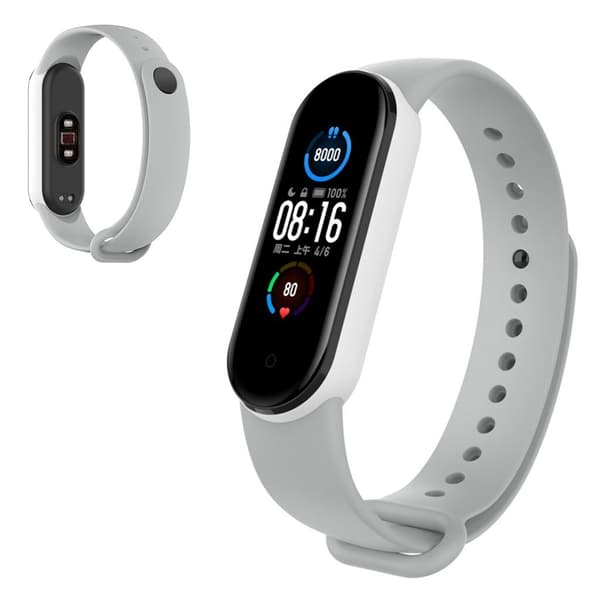 Xiaomi Mi Band 5 hållbar två tonig klockarmband - grå / vit Silvergrå